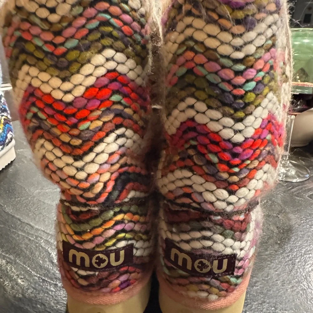 Mou Multicolor Zigzag Knit Boots - Picture 2 of 5